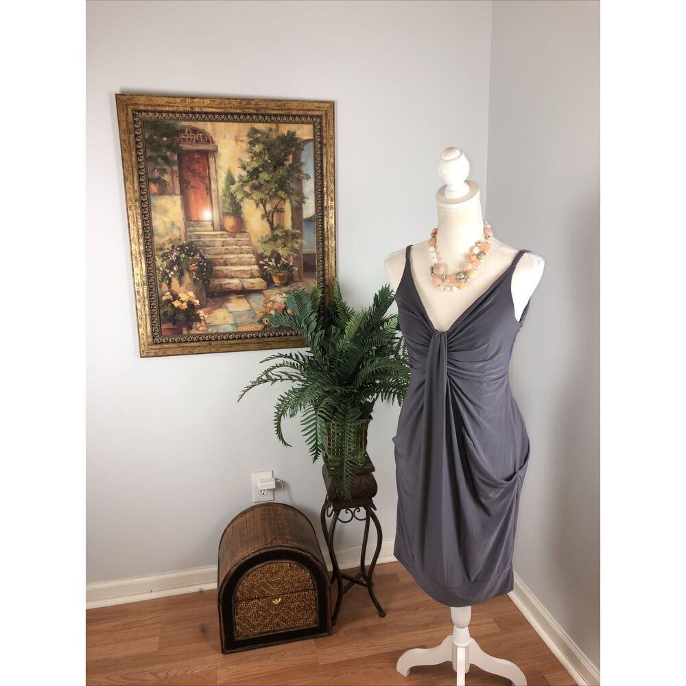Buish Woman Dress Sleeveless Rushed Pleated Gray Spaghetti‎ Strap Size 2 Pockets